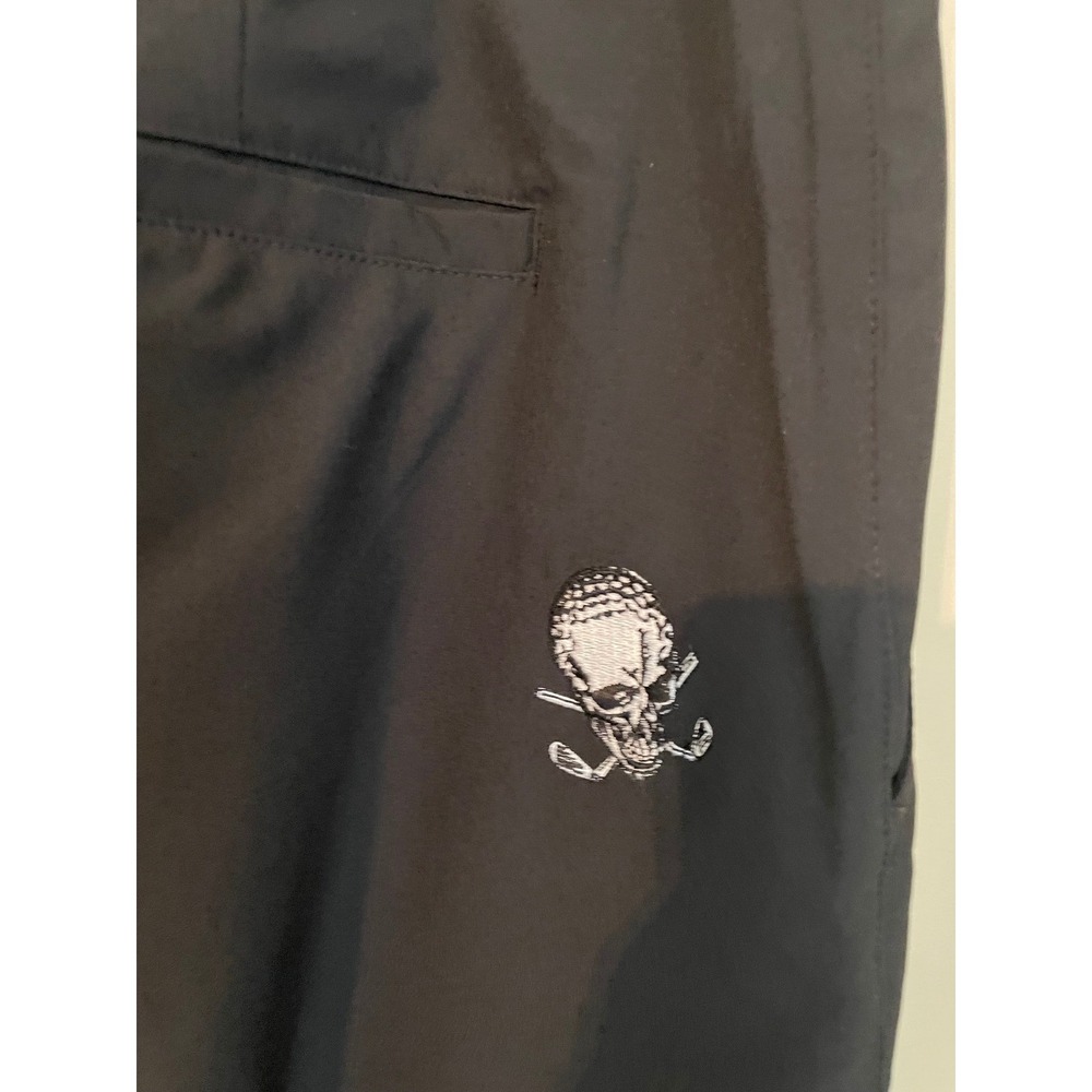 Tattoo Golf 11" Black Golf Shorts Size 40 Black Skull Crossbones Back Logo - Picture 5 of 7